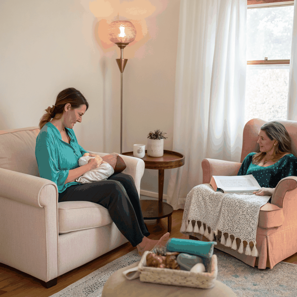 Mental health after birth – new mother with her baby